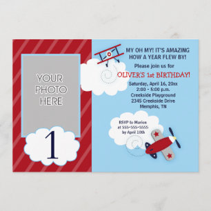 Invitación Cumpleaños de la foto de Aviador Pequeño y Marina