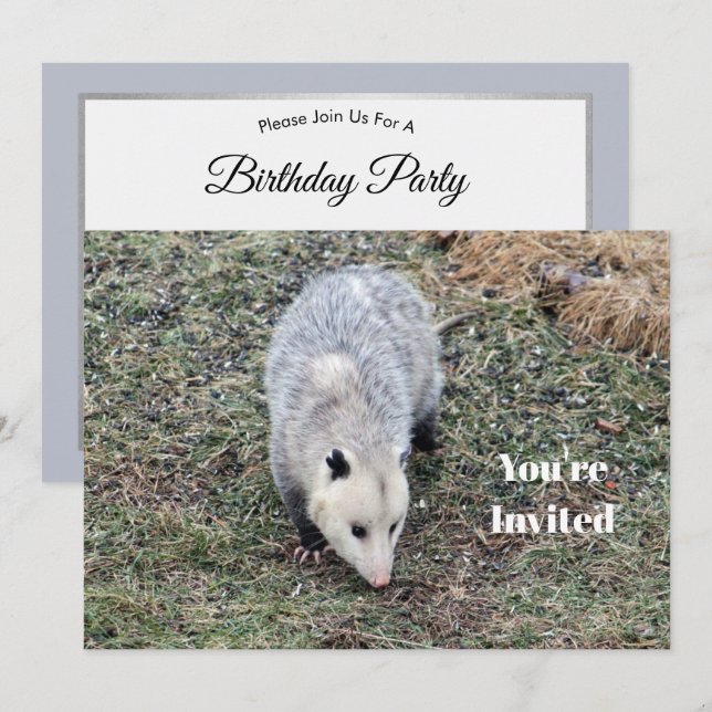 Invitación Cumpleaños de la foto de Opossum (Anverso / Reverso)