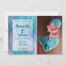 Invitación Cumpleaños de la foto del bebé del modelo de la