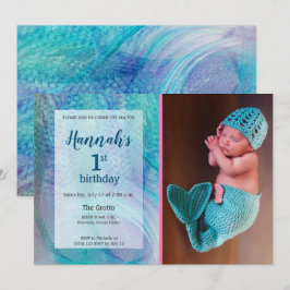 Invitación Cumpleaños de la foto del bebé del modelo de la
