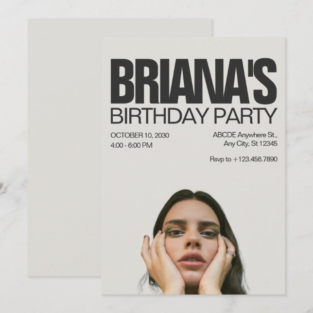 Invitación Cumpleaños de la foto única (Anverso / Reverso)