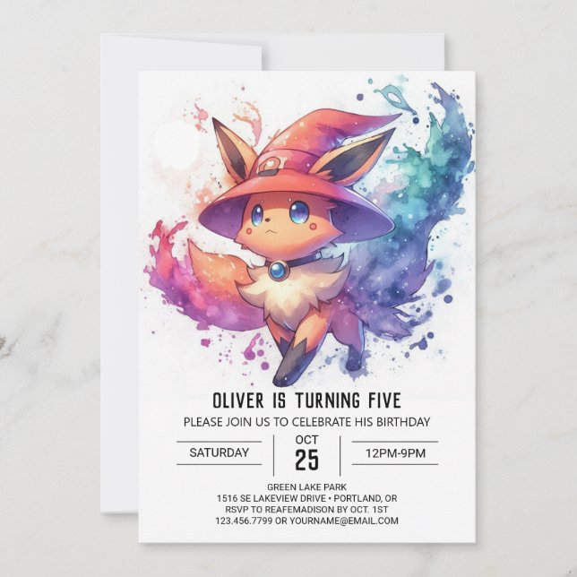 Invitación Cumpleaños de la Fox Whimsical de los Niños (Anverso)
