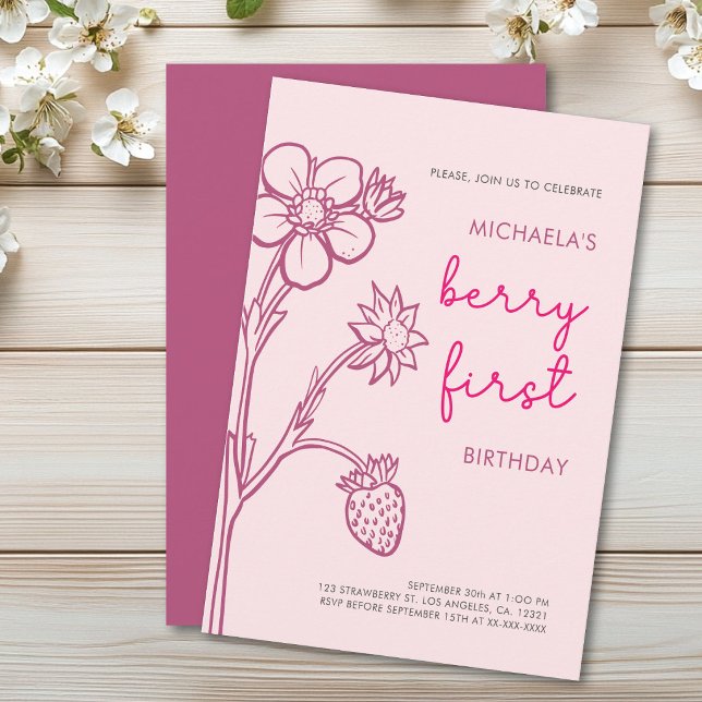 Invitación Cumpleaños de la fresa del primer cumpleaños  (Subido por el creador)