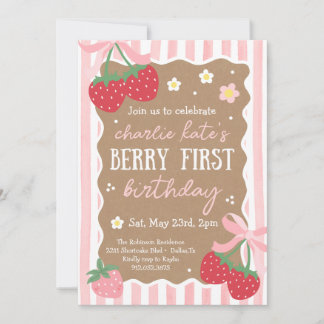 Invitación Cumpleaños de la Fresa Primer Cumpleaños Fresa Fot