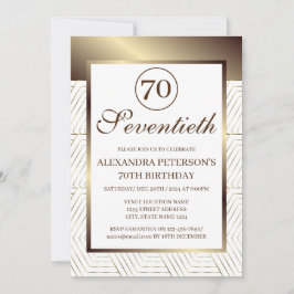Invitación Cumpleaños De La Frontera Con Patrón Blanco Y Oro