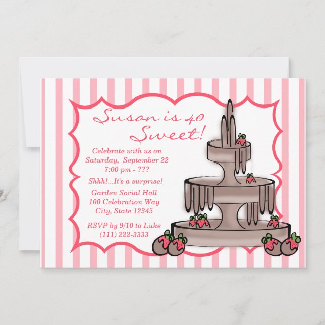 Invitación Cumpleaños de la Fuente del Chocolate (Anverso)