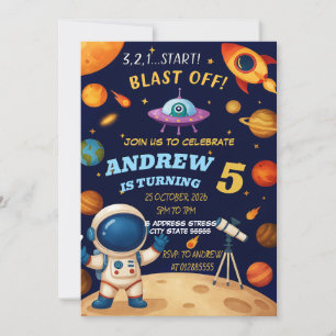 Invitación cumpleaños de la Galaxia del Espacio Exterior Pers