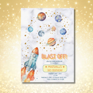Invitación Cumpleaños de la Galaxia del Espacio Exterior Sist