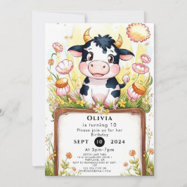 Invitación Cumpleaños de la granja Boho Cow