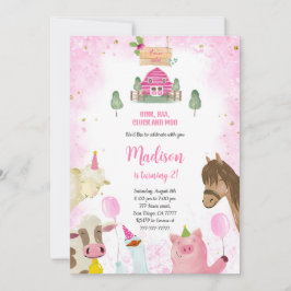 Invitación Cumpleaños de la granja Chica Cute