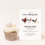 Invitación Cumpleaños de la granja de pollos de EGG<br><div class="desc">Carta de invitación a la fiesta de cumpleaños de un niño con temática de granja con ilustracion de gallinas a la acuarela y una chica. El texto dice "¡únete a nosotros por un momento tan agradable para los EGG!"</div>