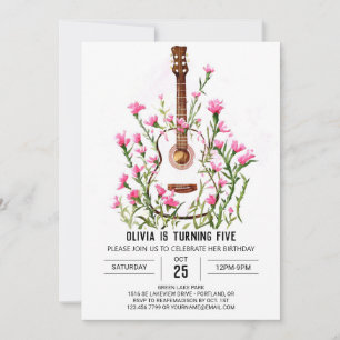 Invitación Cumpleaños de la guitarra clásica de acorde