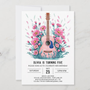 Invitación Cumpleaños de la guitarra clásica de acorde