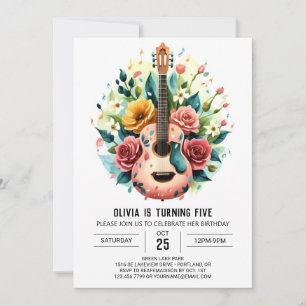 Invitación Cumpleaños de la guitarra de Pink Whimsy