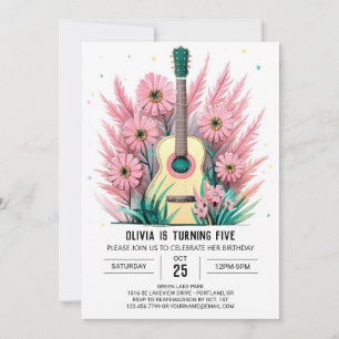 Invitación Cumpleaños de la Guitarra Sencilla Serenade