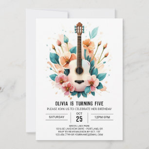 Invitación Cumpleaños de la Guitarra Sencilla Serenade