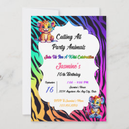 Invitación Cumpleaños de la impresión de animales del tigre a