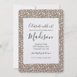 Invitación Cumpleaños de la impresión de leopardo marrón de c