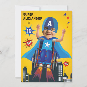 Invitación Cumpleaños de la inhabilitada Superheroína de vuel