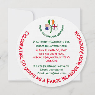 Invitación Cumpleaños de la Isla de Feroe Irlandés EE. UU. Tr