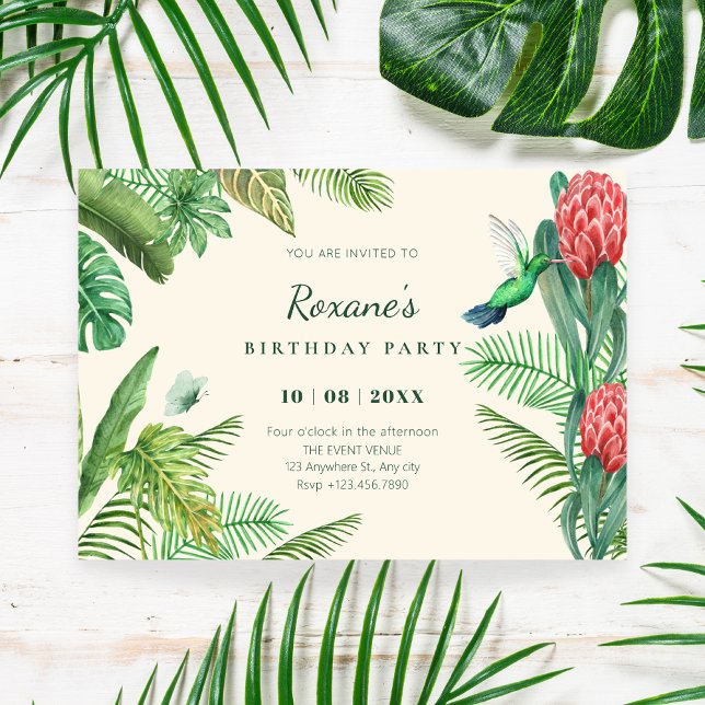 Invitación Cumpleaños de la jungla de las hojas verdes tropic (Subido por el creador)