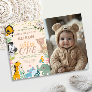 Invitación cumpleaños de la jungla de Safari con foto