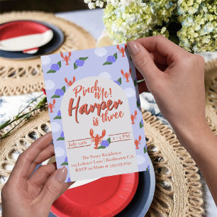 Invitación Cumpleaños de la langosta costera Pinch Me