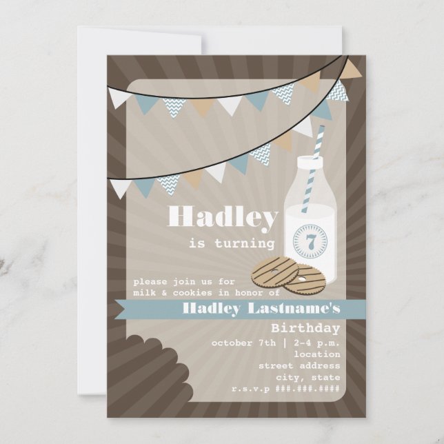 Invitación Cumpleaños de la leche y de las galletas - dulce (Anverso)