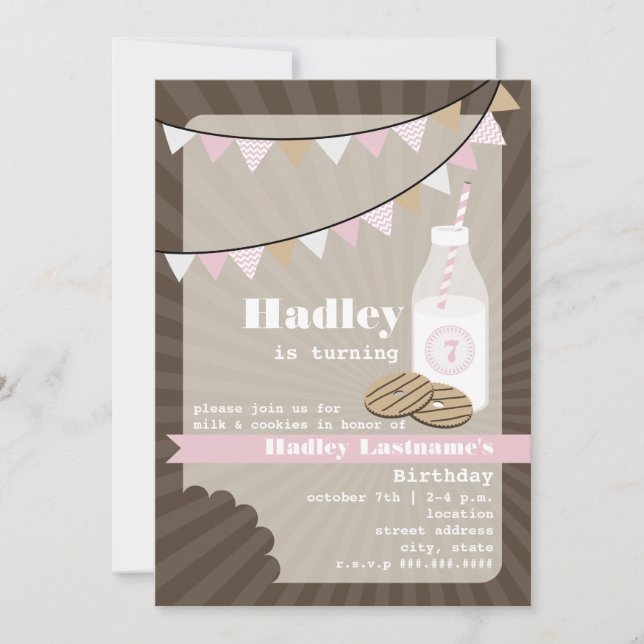 Invitación Cumpleaños de la Leche y las Cookies - Caramelos r (Anverso)