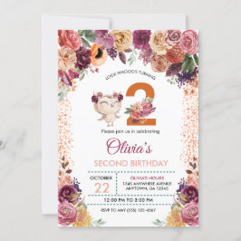 Invitación Cumpleaños de la lechuza floral de otoño