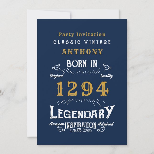 Invitación Cumpleaños de la leyenda (Anverso)