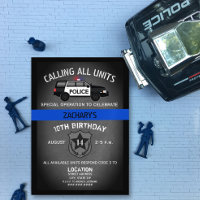 Cumpleaños de la Línea Azul delgada de la policía