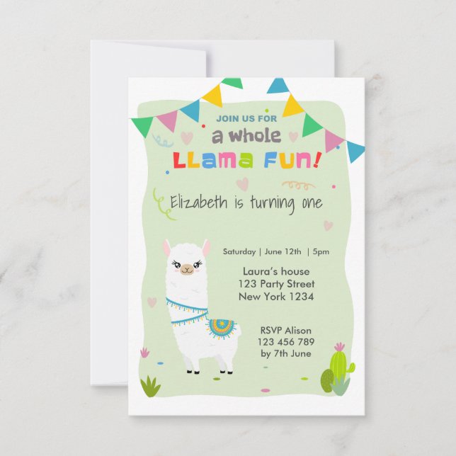 Invitación Cumpleaños de la llamada cute (Anverso)