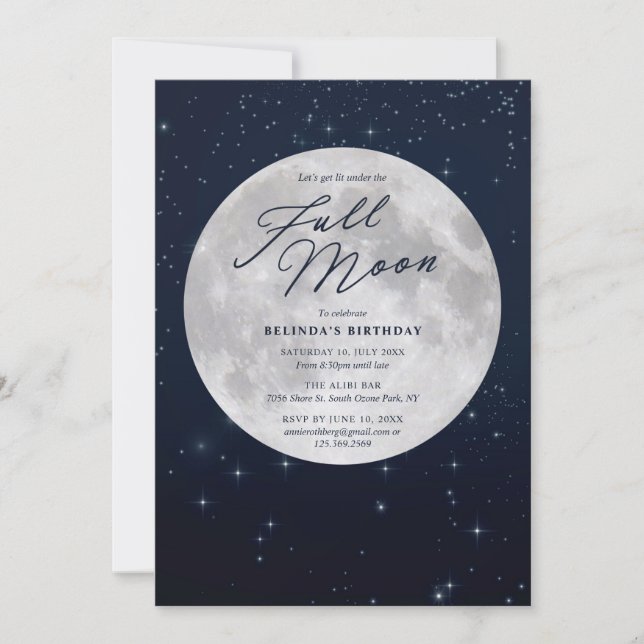 Invitación Cumpleaños de la luna llena (Anverso)