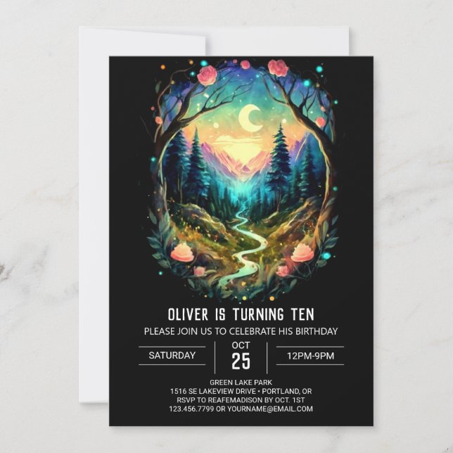 Invitación Cumpleaños de la Madera Pastel Woods (Anverso)