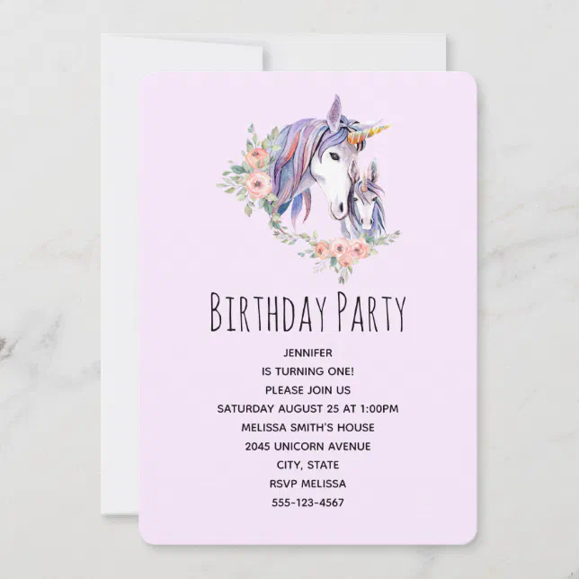 Invitacion de Cumpleaños de Unicornio