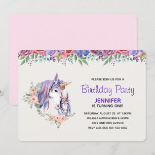 Invitación Cumpleaños de la Madre y el Niño de Unicornio