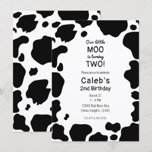Invitación Cumpleaños de la mancha de la vaca Moo impresión e