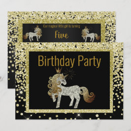 Invitación Cumpleaños de la mancha dorada de unicornio