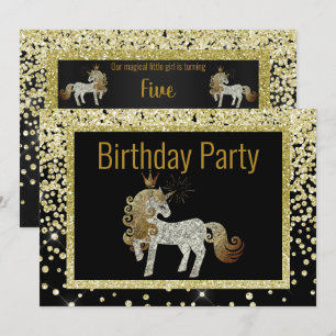 Invitación Cumpleaños de la mancha dorada de unicornio