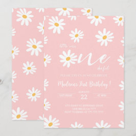 Invitación Cumpleaños de la margarita floral blanca y rosa