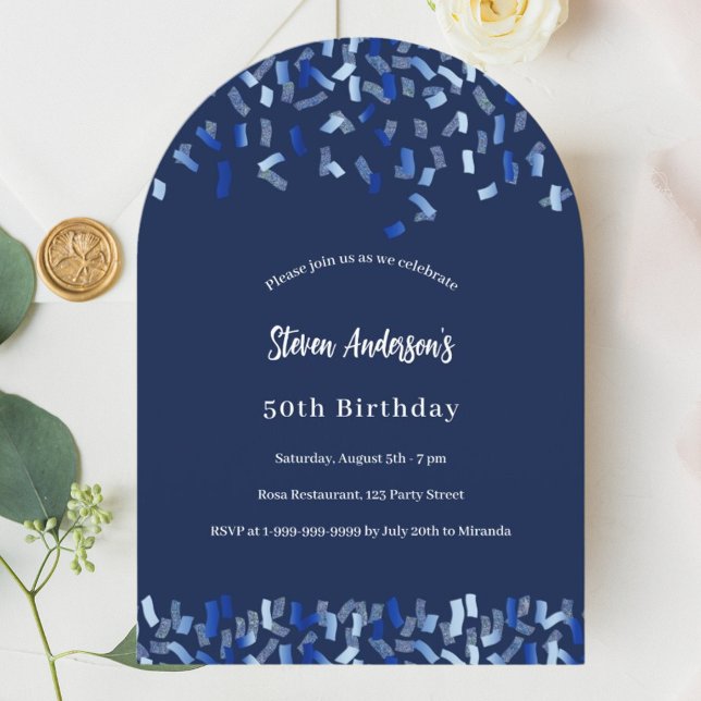 Invitación Cumpleaños de la marina azul confetti (Subido por el creador)