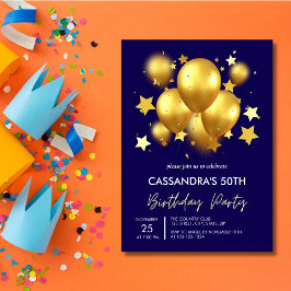 Invitación Cumpleaños de la Marina de los Silky Golden Balloo