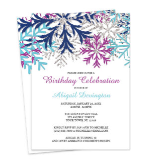 Invitación Cumpleaños de la Marina Turquesa Orquídea Snowflak