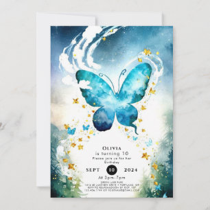 Invitación Cumpleaños de la mariposa azul mágica