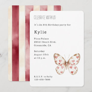 Invitación Cumpleaños de la mariposa de Cute Hearts