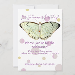 Invitación Cumpleaños de la Mariposa de la Belleza Verde de l