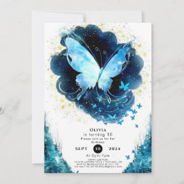 Invitación Cumpleaños de la mariposa de la diversión de encan