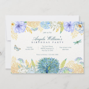 Invitación Cumpleaños de la mariposa de la libélula floral de