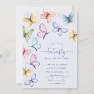 Invitación Cumpleaños de la mariposa de Lavender
